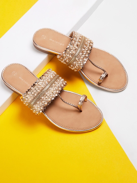 

Melange by Lifestyle Beige Embroidered One Toe Flats