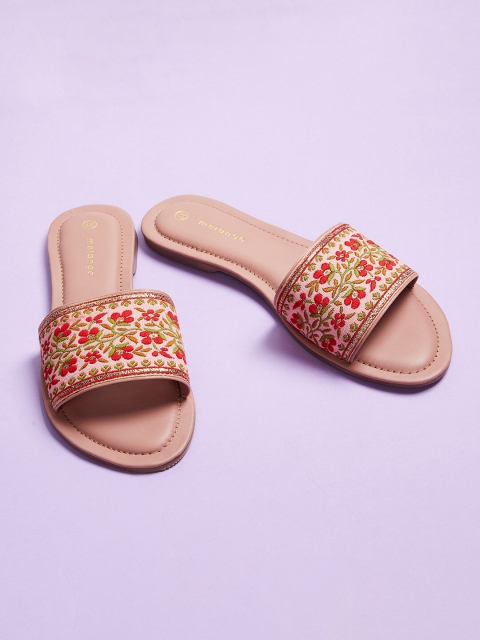 

Melange by Lifestyle Pink Embellished Open Toe Flats