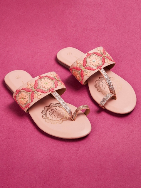 

Melange by Lifestyle Women Pink Ethnic T-Strap Flats