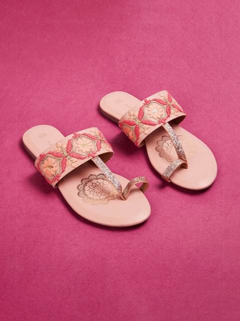 

Melange by Lifestyle Pink Embellished One Toe Flats