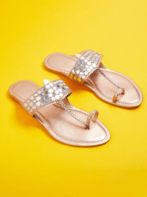 

Melange by Lifestyle Beige Embellished One Toe Flats