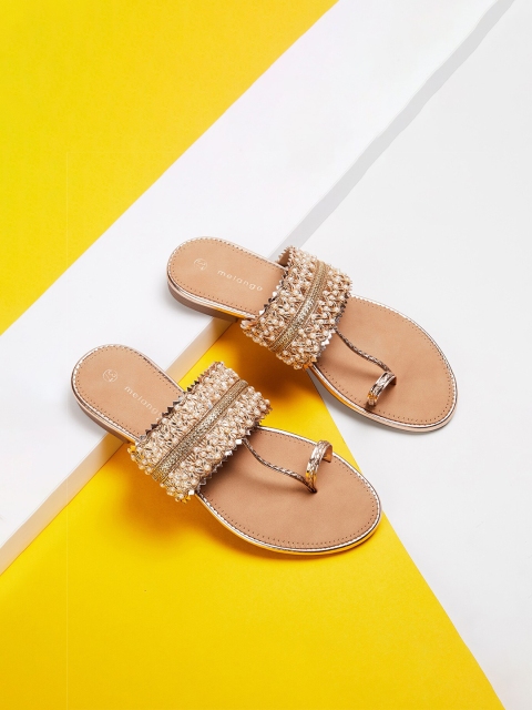 

Melange by Lifestyle Women Beige Embellished Open Toe Flats