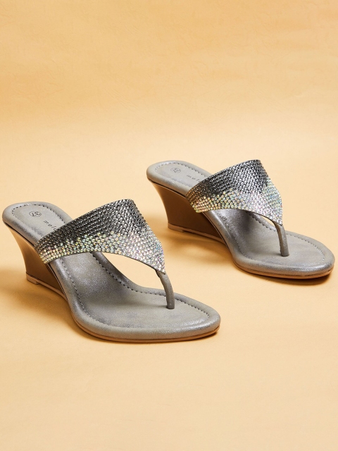 

Melange by Lifestyle Grey Embellished Wedge Sandals