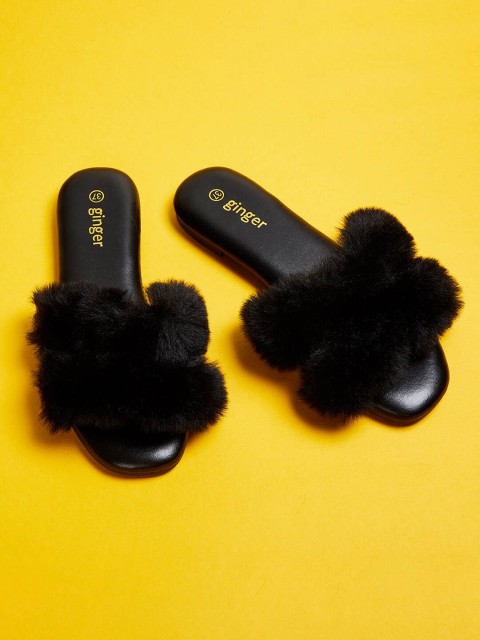 

Ginger by Lifestyle Women Black Open Toe Flats