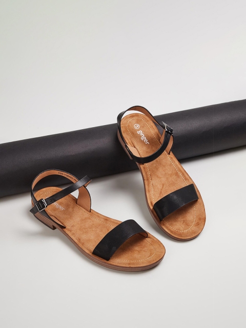 

Ginger by Lifestyle Women Black Open Toe Flats
