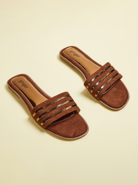 

Ginger by Lifestyle Women Brown Open Toe Flats