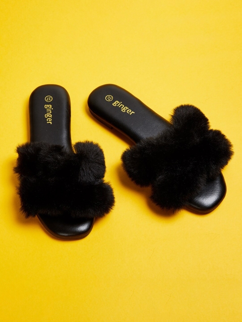 

Ginger by Lifestyle Women Black Open Toe Flats