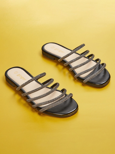 

Ginger by Lifestyle Women Black Embellished Open Toe Flats