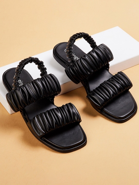 

Ginger by Lifestyle Women Black Textured Open Toe Flats