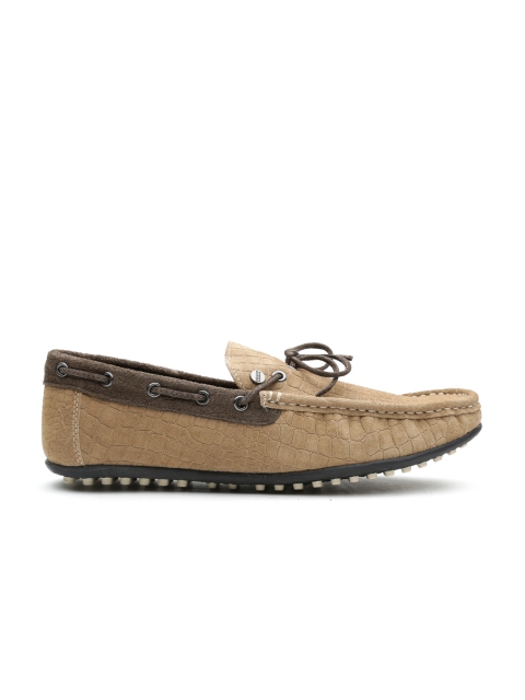 Carlton London Men Brown Textured Leather Boat Shoes Carlton London Men Brown Textured Leather Boat Shoes