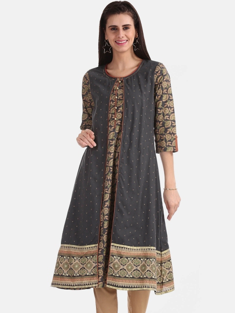 

Anahi Women Grey & Beige Ethnic Motifs Printed Kurta