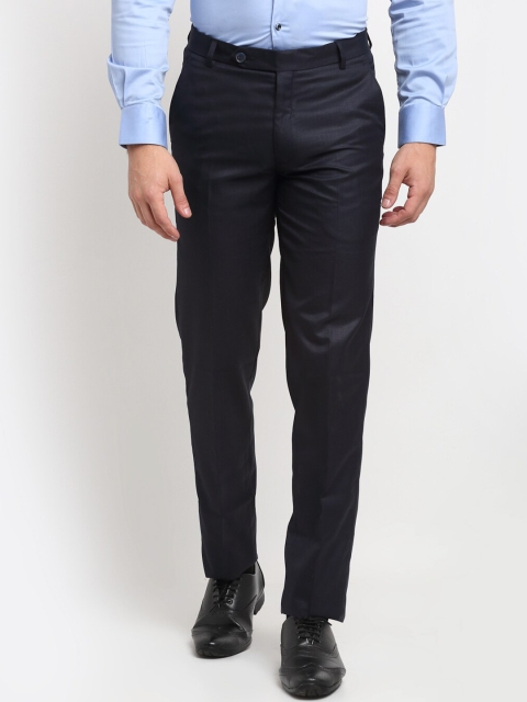 

La Mode Men Navy Blue Slim Fit Formal Trousers