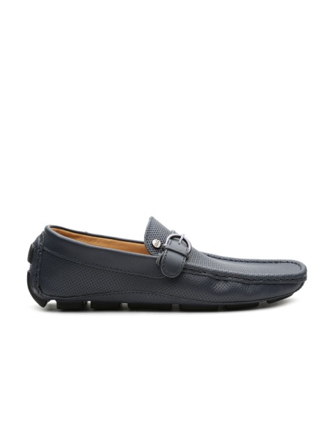 

Carlton London Men Navy Perforated Leather Driving Shoes, Navy blue