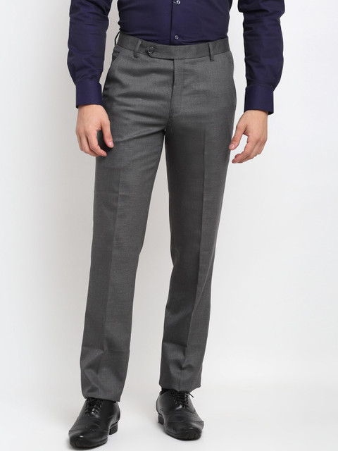 

La Mode Men Grey Slim Fit Formal Trousers