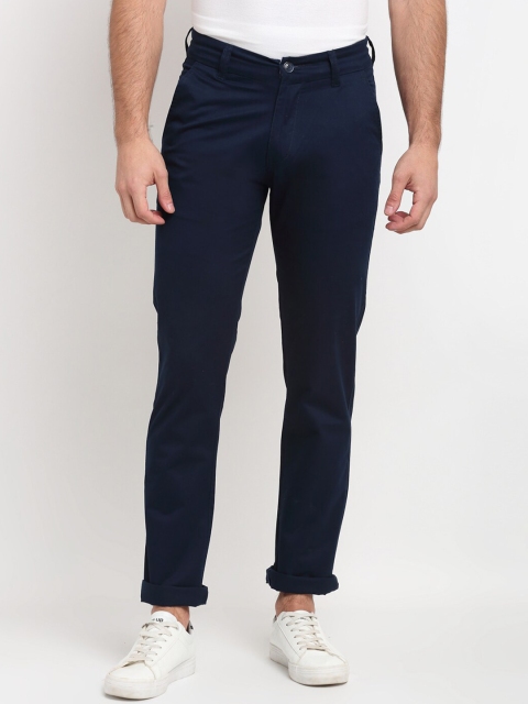 

La Mode Men Navy Blue Solid Slim Fit Trousers