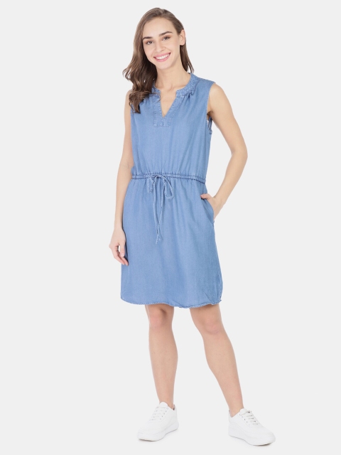 

GAP Women Blue Chambray Dress