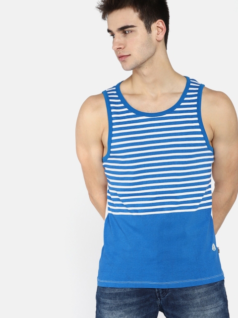 

Kook N Keech Men Blue & White Striped Round Neck T-shirt