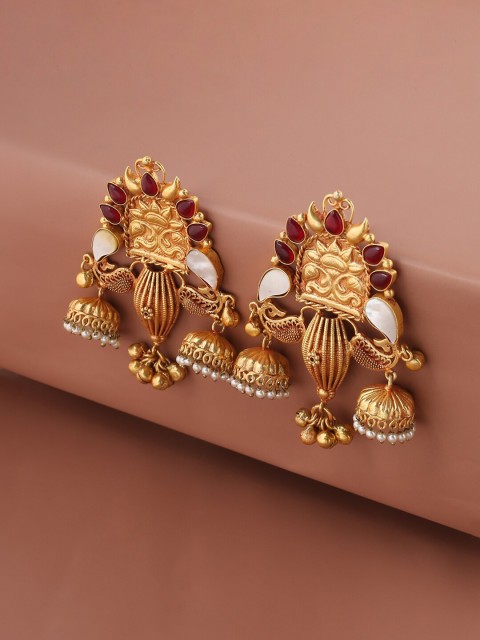 

VIRAASI Gold-Toned Contemporary Jhumkas Earrings