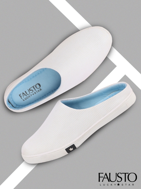 

FAUSTO Men White Printed Slip-On Sneakers