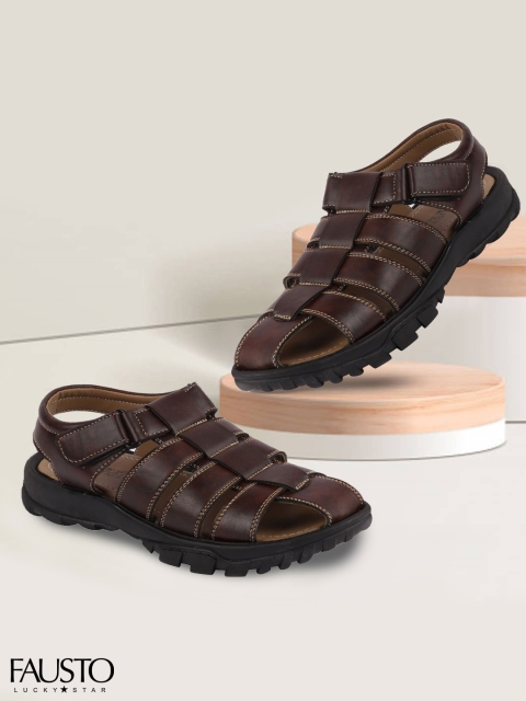 

FAUSTO Men Brown PU Shoe-Style Sandals