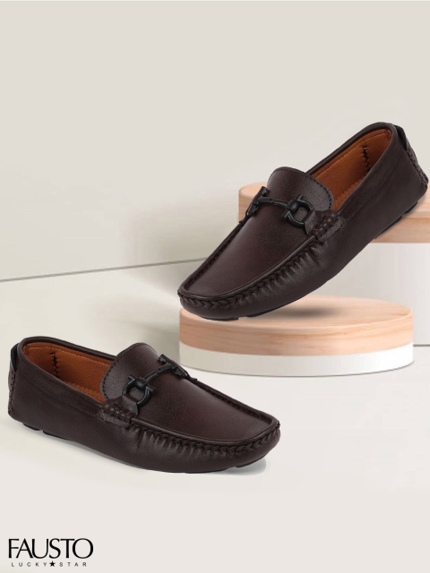 

FAUSTO Men Brown PU Driving Shoes