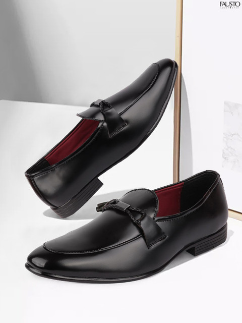 

FAUSTO Men Black PU Loafers
