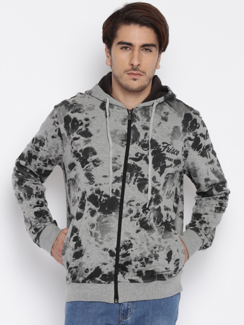 

SF JEANS by Pantaloons Grey Melange Printed Hooded Sweatshirt