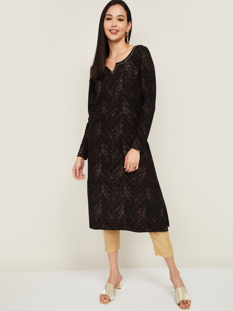 

Melange by Lifestyle Women Black Printed Kurta