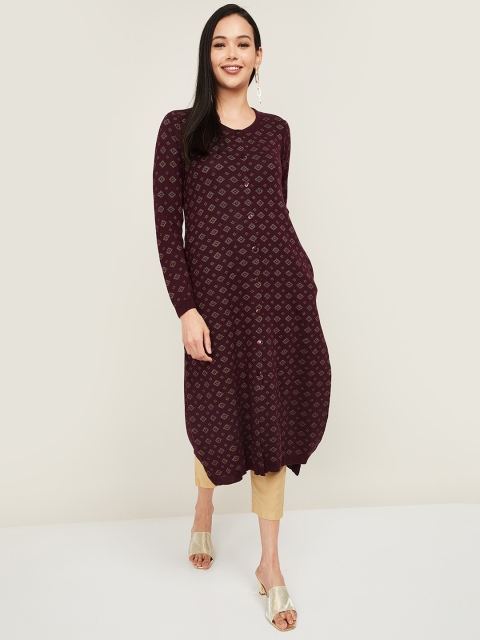 

Melange by Lifestyle Women Purple Geometric Pathani Kurta