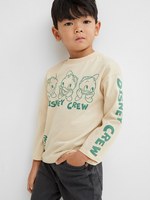 

H&M Boys Beige & Green Print-Motif Jersey Top
