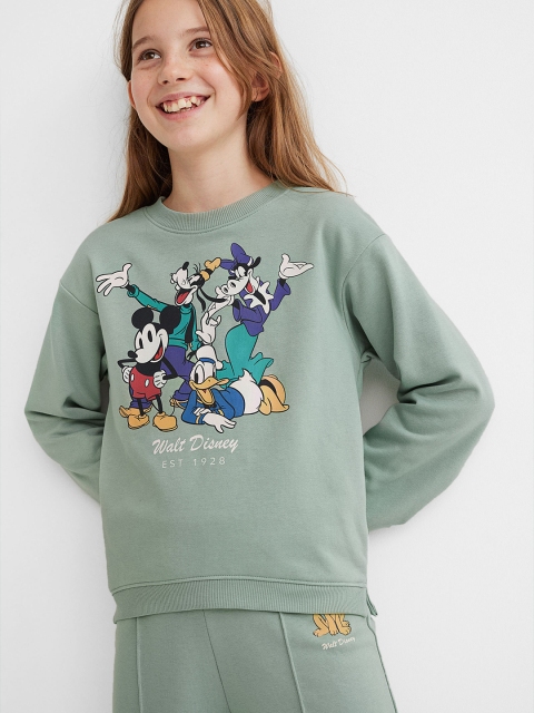 

H&M Girls Green Printed Sweatshirt