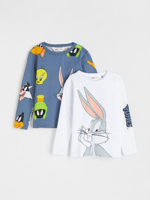 

H&M Boys Blue 2-pack Printed Jersey Tops