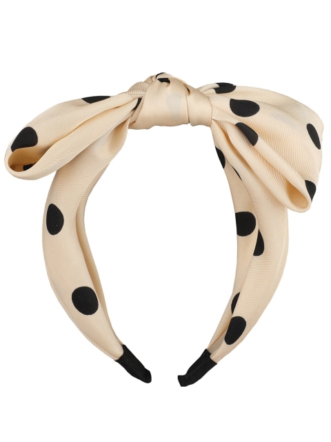 

Vembley Women Beige & Black Polka Dots Printed Hairband