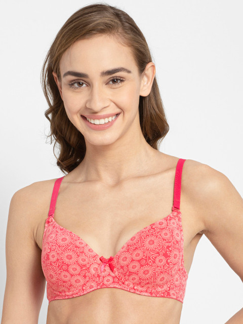 

Jockey Pink & White Floral T-shirt Bra Underwired Lightly Padded