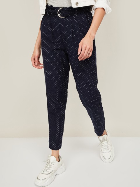 

Bossini Women Navy-Blue & White Printed Track Pants