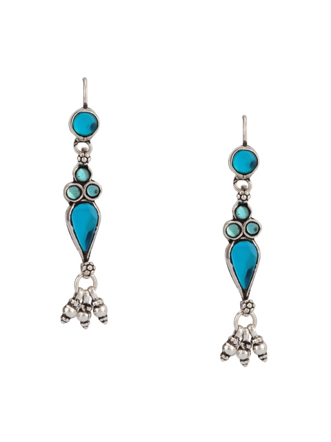 

ahilya Sterling Silver Turquoise Blue Glass Drop Earrings