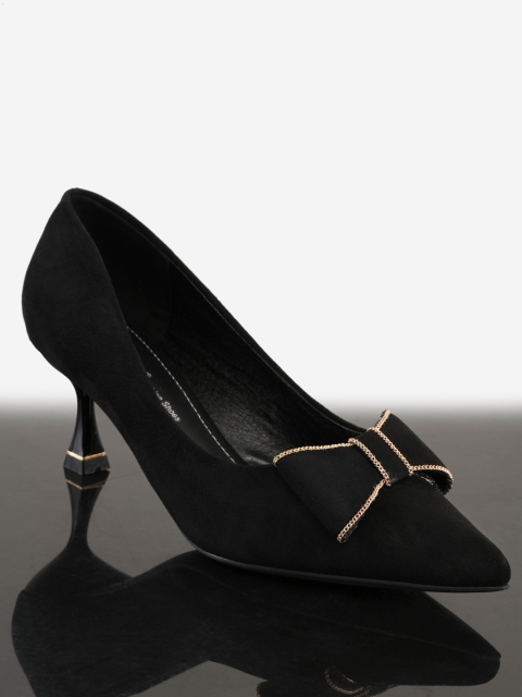 

BuckleUp Black Stiletto Pumps with Bows