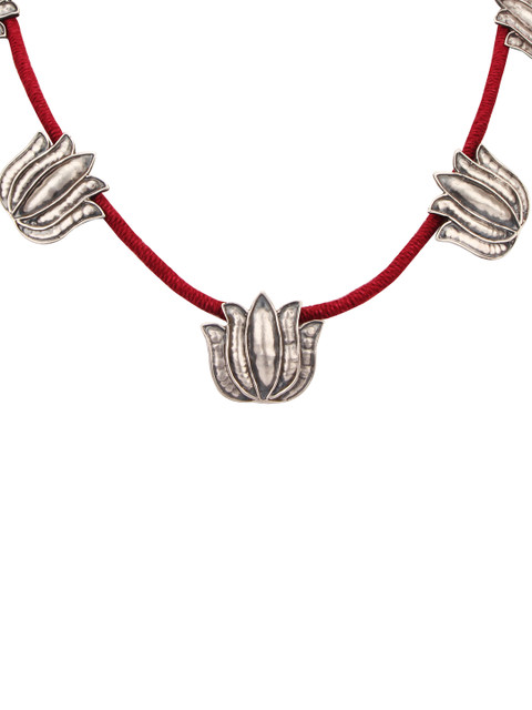 

ahilya Sterling Silver Lotus Cord Necklace