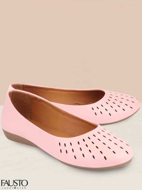 

FAUSTO Women Pink Ballerinas with Laser Cuts Flats