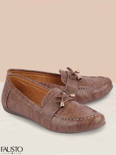 

FAUSTO Women Brown Textured Loafers