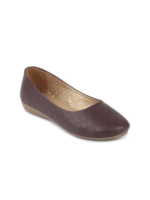 

FAUSTO Women Brown Ballerinas With Laser Cuts Flats