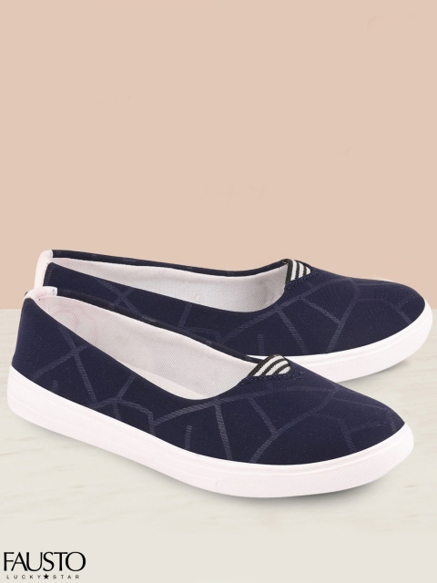 

FAUSTO Women Navy Blue Printed Ballerinas