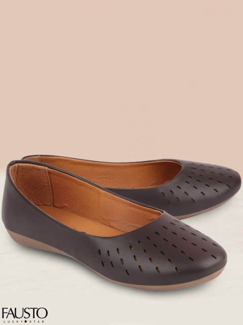 

FAUSTO Women Brown Ballerinas with Laser Cuts