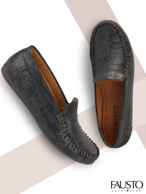 

FAUSTO Women Grey Printed PU Loafers