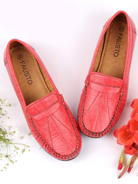 

FAUSTO Women Red PU Loafers