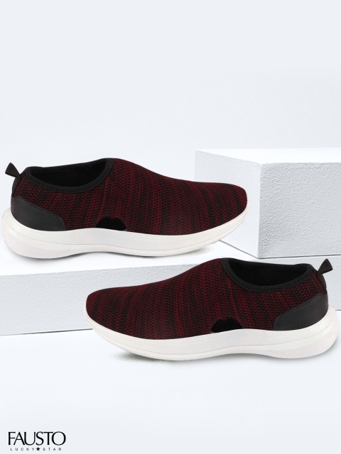 

FAUSTO Women Maroon Mesh Walking Non-Marking Shoes