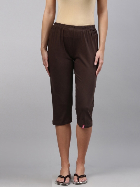 

A3A Women Brown Pure Cotton Capris