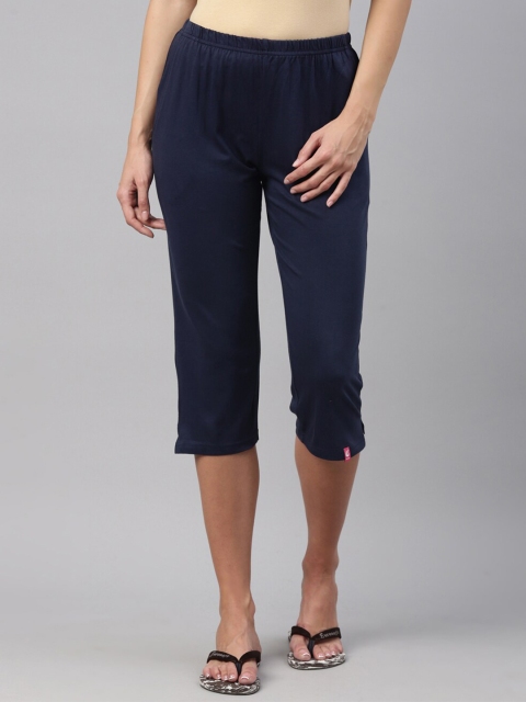 

A3A Women Navy Blue Pure Cotton Capris