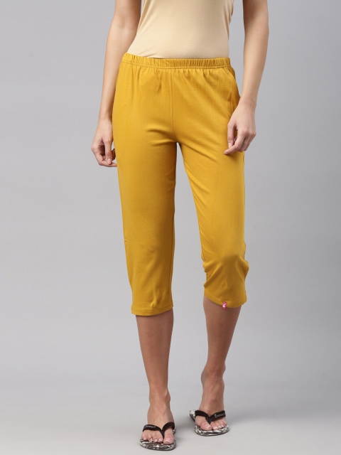

A3A Women Mustard Pure Cotton Capris