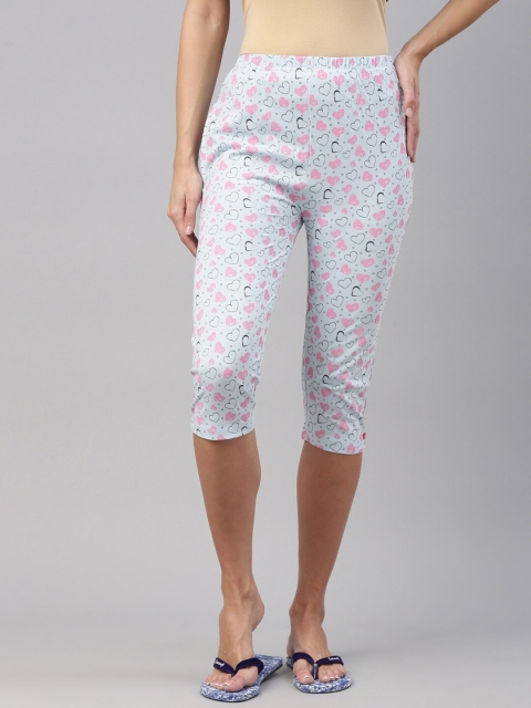 

A3A Women Pink & Blue Printed Pure Cotton Capris